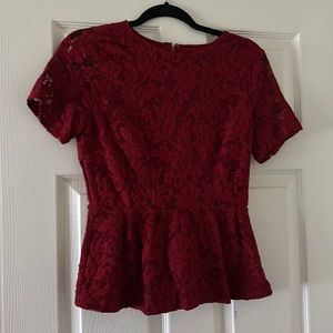 Ann Taylor red peplum top xs